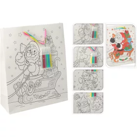   Karácsonyi dísz szatyor Nagy Kifestővel 4 Féle mintával 23x18x10 cm