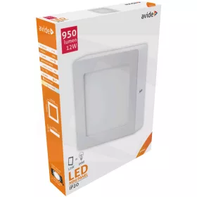   AVIDE LED FALRA SZERELHETŐ NÉGYZETES MENNYEZETI LÁMPA ALU 12W NW 4000K