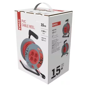   Emos Kábeldob 15 m / 4 aljzat / fekete / PVC / 230 V / 1 mm2( P19515)