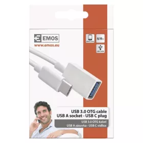   Emos Adat OTG kábel USB-A 3.0 / USB-C 3.0 redukciós funkcióval, 15 cm, fehér (SM7054)