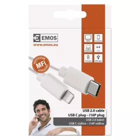   Emos Töltő- és adatkábel USB-C 2.0 / Lightning MFi, 1 m, fehér (SM7015W)