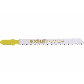   EXTOL PREMIUM DEKOPÍRLAP, 5DB, BOSCH BEFOGÁS, HCS; 75×8×1,5MM, 2,5MM FOGTÁV, KÖSZÖRÜLT FOGAK, PUHAFÁHOZ, FAROSTLEMEZEKHEZ (3-30MM), MŰ