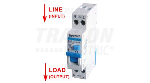 TRACON KOMBINÁLT VÉDŐKAPCSOLÓ, ELEKTRONIKUS, 2P, 1 MODUL, C KAR.C32, 30mA, 6kA, AC, E3