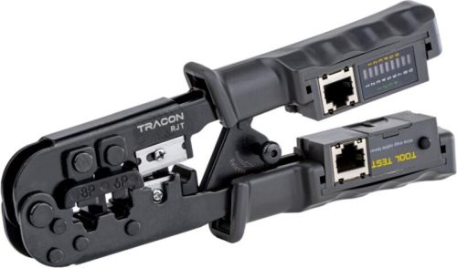 Tracon Vágó- ,csupaszító- és présszerszám teszterrel RJ45, RJ11, RJ12
