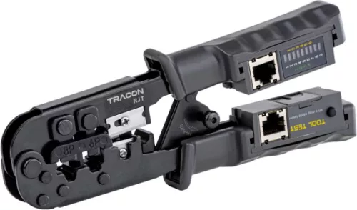 Tracon Vágó- ,csupaszító- és présszerszám teszterrel RJ45, RJ11, RJ12