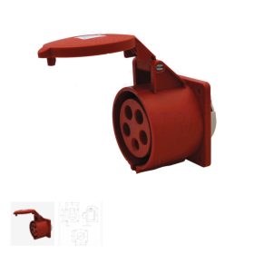   TRACON TICS-425 BEÉPÍTHETŐ EGYENES IPARI CSATLAKOZÓALJZAT 32A, 400V, 3P+N+E, 6H, IP44